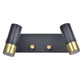 Mini II Laiton noir lampe de lecture De Oriva - L'applique murale Mini II en métal noir avec détails dorés est une solution d'éclairage pratique et élégante.