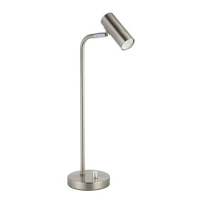 Mini 43cm Nickel satiné lampe de bureau De Oriva - Le projecteur mobile le rend id&eacute;al pour les bureaux ou les tables de chevet o&ugrave; un &eacute;clairage r&eacute;glable est n&eacute;cessaire.