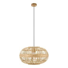 Amsfield Ø38 Nature suspension De Eglo - Cette suspension en rotin joliment tressé diffuse une lumière chaleureuse et naturelle qui crée une atmosphère accueillante dans la pièce.