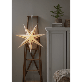 Stripe Ø77 Blanc/rouge De Star Trading - Un pied de lampe et une source de lumi&egrave;re sont n&eacute;cessaires pour illuminer l'&eacute;toile.