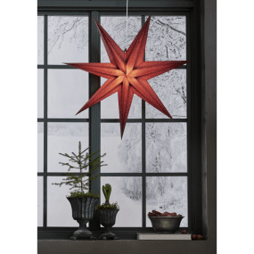 Holly Ø75 ROUGE De Star Trading - Cette &eacute;toile cr&eacute;e une ambiance festive et son joli motif perl&eacute; diffuse une douce lumi&egrave;re.