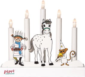 Pippi Blanc De Star Trading - Ce charmant bougeoir diffuse la magie de Noël et constitue une jolie décoration pour une fenêtre ou une étagère.