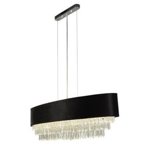 Glamour 100cm Noir suspension De Searchlight - L'association du velours noir, des détails chromés et des pampilles en cristal scintillantes confère à cette suspension une touche luxueuse et moderne.