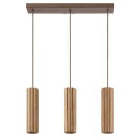Lakewood 50cm Bois suspension De Brilliant - Les trois abat-jour sont alignés et leur hauteur est réglable lors de l'installation afin de s'adapter à la pièce et à l'emplacement souhaité.