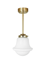 Sture Ø20 Blanc/laiton plafonnier De Strömshaga - Remarque&nbsp;: Fabriqu&eacute;es artisanalement &agrave; partir de verre recycl&eacute; souffl&eacute; &agrave; la bouche, ces lampes peuvent pr&eacute;senter de l&eacute;g&egrave;res variations de couleur et de reflets.