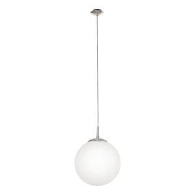Rondo Ø30 nickel mat De Eglo - Id&eacute;ale au-dessus d'une table &agrave; manger, dans un couloir ou comme &eacute;clairage d'ambiance dans le salon, elle allie fonctionnalit&eacute; et esth&eacute;tique.