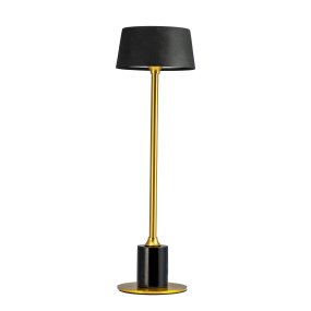 Yoyo LED 33cm Laiton portable De Dyberg Larsen - La fonction tactile douce sur le dessus contr&ocirc;le trois niveaux d'&eacute;clairage et le rend parfait pour les endroits avec un espace limit&eacute; - par exemple sur un rebord de fen&ecirc;tre &eacute;troit, sur une table plus petite ou en groupe sur la table &agrave; manger pour une d&eacute;coration de table &eacute;l&eacute;gante.
