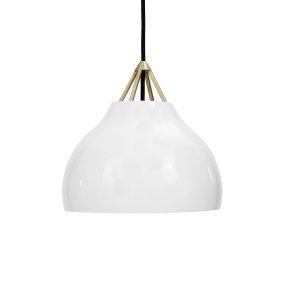 Pyra Ø30 Laiton suspension De Dyberg Larsen - Avec un diamètre de 29 cm et une hauteur de 30 cm, il s'intègre aussi bien dans les grandes que dans les petites pièces et le câble textile blanc de 3 mètres de long permet d'ajuster facilement la hauteur de suspension selon les besoins.