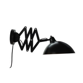 Futura 60cm Noir applique murale De Dyberg Larsen - Il est fait de métal avec un extérieur noir et un intérieur blanc, créant un look minimaliste.