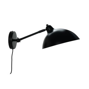Futura 43cm Noir applique murale De Dyberg Larsen - Il est fait de métal avec un extérieur noir et un intérieur blanc, créant un look minimaliste.