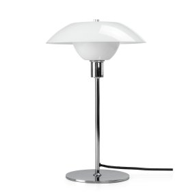 Bergen 38cm Opale lampe de table De Dyberg Larsen - Livré avec un câble textile noir de 1,6 m de long et un interrupteur d'alimentation.