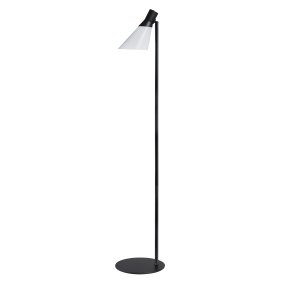 Gent Noir De Dyberg Larsen - Gent est un lampadaire moderne et élégant avec un abat-jour en verre opale combiné à du métal noir.
