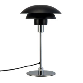 Morph 35cm Noir lampe de table De Dyberg Larsen - La lampe est livrée avec un câble en tissu de 1,6 mètre de long et dispose d'un interrupteur d'alimentation sur le dessus.