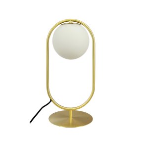 Reims 40cm Laiton/blanc lampe de table De Dyberg Larsen - Doté d'un câble en tissu noir de 1,6 mètre de long et d'un interrupteur marche/arrêt pratique, Reims est à la fois élégant et fonctionnel.