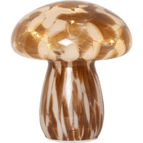 Funghi 17cm Brun lampe de table De Star Trading - Elle diffuse une douce lumi&egrave;re blanche chaude, cr&eacute;ant une ambiance chaleureuse sur une table, un banc ou un rebord de fen&ecirc;tre.