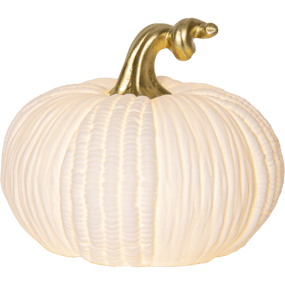 Pumpkin 15cm Blanc De Star Trading - La lampe de table citrouille est une charmante petite lampe en porcelaine blanche qui diffuse une lumi&egrave;re douce et chaleureuse.