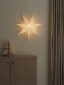 Étoile en papier brodée Ø60 Blanc De Konstsmide - Avec un diam&egrave;tre de 60 cm, elle est id&eacute;ale pour &ecirc;tre suspendue &agrave; une fen&ecirc;tre et deviendra un magnifique &eacute;l&eacute;ment de d&eacute;coration durant l'Avent et No&euml;l.