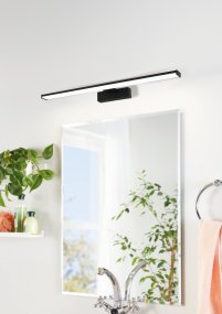 Pandella 60cm Noir lampe de salle de bain De Eglo - Cette lampe arbore une finition noire moderne et une LED int&eacute;gr&eacute;e qui produit une lumi&egrave;re blanche et claire &agrave; 4&nbsp;000&nbsp;K et un flux lumineux de 1&nbsp;350&nbsp;lumens.