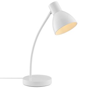 Jerry 43cm Blanc lampe de bureau De Brilliant - Sa t&ecirc;te orientable permet d&#39;orienter la lumi&egrave;re exactement l&agrave; o&ugrave; elle est n&eacute;cessaire, id&eacute;ale pour un bureau, une armoire ou un espace de travail &agrave; domicile.
