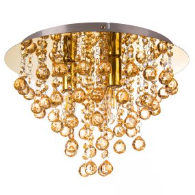 London Ø38 Or plafonnier De Globo Lighting - London &auml;r en elegant plafond i guld med dekorativa prismor.