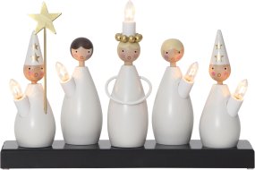 Lucia Choir Blanc De Star Trading - D&eacute;cor&eacute; pour la Sainte-Lucie et la p&eacute;riode de l&#39;Avent, le bougeoir cr&eacute;e une atmosph&egrave;re de No&euml;l fantastique dans la fen&ecirc;tre et sur la table.