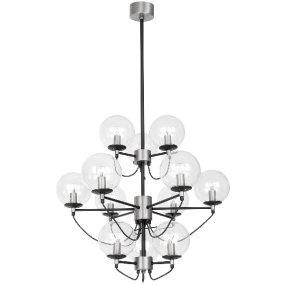 Perla 12 Ø78 Noir/acier suspension De Hallbergs - Les dimensions de la lampe restent constantes&nbsp;; seule la longueur du pied est disponible en diff&eacute;rentes longueurs, ce qui vous permet de l&rsquo;interchanger facilement lors de l&rsquo;installation.