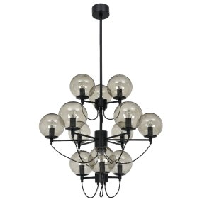 Perla 12 Ø78 Noir suspension De Hallbergs - Les dimensions de la lampe restent constantes ; seule la longueur du pied est disponible en différentes longueurs, ce qui vous permet de l’interchanger facilement lors de l’installation.