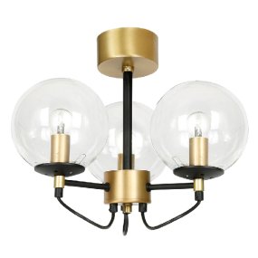 Perla 3 Ø37 Noir/laiton plafonnier De Hallbergs - En combinaison avec les d&eacute;tails en laiton, la lampe est un accroche-regard garanti dans la maison !