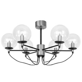 Perla 6 Ø78 Argent plafonnier De Hallbergs - En combinaison avec les détails argentés, la lampe attirera tous les regards dans votre maison !