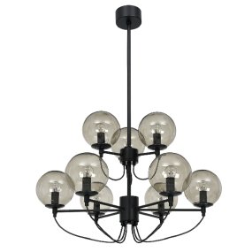 Perla 9 Ø78 Noir suspension De Hallbergs - Les dimensions de la lampe restent constantes ; seule la longueur du pied est disponible en différentes longueurs, ce qui vous permet de l’ajuster facilement lors de l’installation.