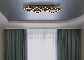 Obrien 82cm Bois plafonnier De Globo Lighting - Takf&auml;stet som efterliknar akustikpanel i kombination med de mattsvarta detaljerna i metall bidrar med industriell k&auml;nsla till rummet.