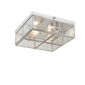 Pisa 25cm Chrome plafonnier De Searchlight - Avec ses deux sources lumineuses oppos&eacute;es enferm&eacute;es dans un bo&icirc;tier chrom&eacute; &eacute;l&eacute;gant avec verre &agrave; facettes, vous obtenez &agrave; la fois un &eacute;clairage fonctionnel et un d&eacute;tail int&eacute;rieur &eacute;l&eacute;gant.