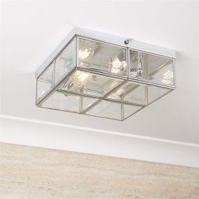 Pisa 25cm Chrome plafonnier De Searchlight - Avec ses deux sources lumineuses oppos&eacute;es enferm&eacute;es dans un bo&icirc;tier chrom&eacute; &eacute;l&eacute;gant avec verre &agrave; facettes, vous obtenez &agrave; la fois un &eacute;clairage fonctionnel et un d&eacute;tail int&eacute;rieur &eacute;l&eacute;gant.