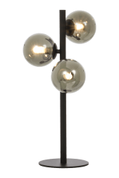 Molekyl 46cm Gris fumé lampe de table De Aneta Lighting - Lampe de table Molekyl avec base en m&eacute;tal noir et 3 abat-jour en verre fum&eacute;.