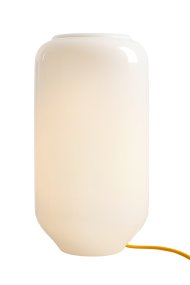 Flask 36cm Blanc/jaune lampe de table De Artera - Le câble jaune apporte une touche de couleur et confère à la lampe une allure à la fois harmonieuse et ludique.
