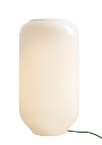 Flask 36cm Blanc/vert lampe de table De Artera - Le câble vert sauge apporte une belle touche de couleur et confère à la lampe une allure à la fois harmonieuse et ludique.