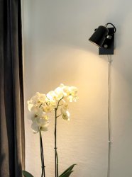 Metz Noir lampe de lecture De Aneta Lighting - Noir avec des d&eacute;tails en laiton et sa forme &eacute;l&eacute;gante, il donne une impression classique dans un style vintage moderne.