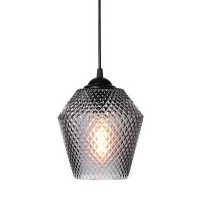 Nobb Ø17 Fumée suspension De Halo Design - Le motif à carreaux décoratif crée une lumière chaleureuse et invitante, parfaite pour la cuisine, le salon et la salle à manger.