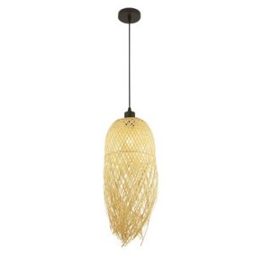 Bali Ø20 Nature De Searchlight - Alliant la quiétude de la nature à l'élégance moderne, elle séduit par son abat-jour en bambou aux formes élégantes, qui respire le style et le charme.