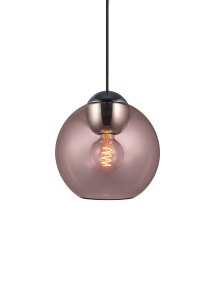 Bubbles Ø24 Rose suspension De Halo Design - Le verre rose associé aux détails chromés ajoute de l'élégance et, une fois allumé, assure une belle répartition de la lumière dans la pièce.