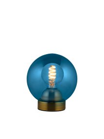 Bubbles 20cm Bleu lampe de table De Halo Design - Le verre bleu associé aux détails en laiton antique ajoute de l'élégance et, une fois allumé, assure une belle répartition de la lumière dans la pièce.