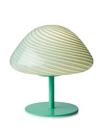 Mini Mush 17cm Turquoise lampe de table De Halo Design - L'abat-jour unique en forme de vague offre une répartition de la lumière douce et agréable et est parfait pour créer une atmosphère chaleureuse dans n'importe quelle pièce.