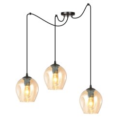Level 28cm Ambre suspension De Emibig Lighting - Les abat-jour en verre conf&egrave;rent &agrave; la lampe l&eacute;g&egrave;ret&eacute; et &eacute;l&eacute;gance, et son design g&eacute;n&eacute;reux est original dans sa simplicit&eacute;.