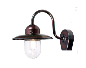 Nisse Cuivre oxydé lampe d’extérieur De Westal - Son abat-jour en verre transparent assure une diffusion optimale de la lumière et crée une ambiance chaleureuse aux entrées, sur les façades ou les terrasses.