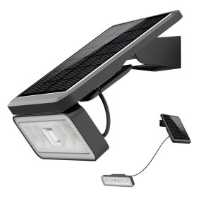 Projecteur à batterie avec capteur Noir De Designlight - En cas de d&eacute;tection de mouvement, le projecteur s'allume pendant 18 secondes &agrave; pleine puissance (1&nbsp;000 lm) puis se rallume avec une luminosit&eacute; de base d'environ 30 &agrave; 50 lm.