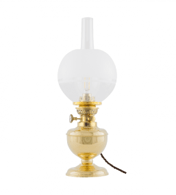 Aspö Elec 70 Laiton De Karlskrona lampfabrik - Une petite lampe à pétrole classique montée électriquement avec un boîtier à huile en laiton, particulièrement adaptée aux environnements marins.