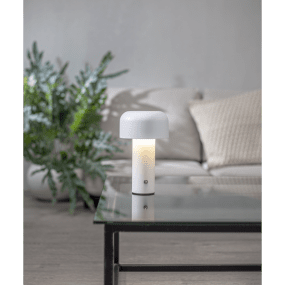 Bobby 22cm Blanc portable De Star Trading - Lampe de table d'intérieur rechargeable élégante avec trois options de température de couleur (blanc chaud, blanc froid et lumière du jour).