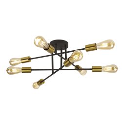 Armstrong Ø64 Sable noir De Searchlight - Parfait pour les pi&egrave;ces avec des plafonds plus bas et ajoute une touche &eacute;l&eacute;gante &agrave; la chambre, au salon ou &agrave; la salle &agrave; manger.