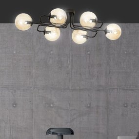 Brendi 93cm Ambre plafonnier De Emibig Lighting - Brendi est une s&eacute;rie de plafonniers qui s'int&egrave;gre parfaitement dans les int&eacute;rieurs modernes et plus traditionnels.