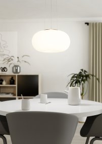 Optica Ø45 Blanc suspension De Eglo - La suspension Optica est un plafonnier moderne et &eacute;l&eacute;gant qui diffuse une lumi&egrave;re douce et agr&eacute;able dans toute la pi&egrave;ce.